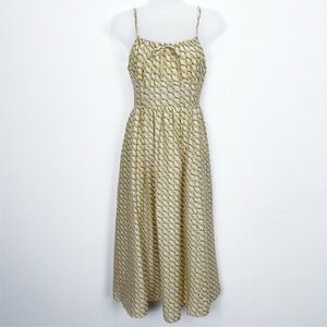 Ryegrass Dress Womens Small Green Geometric Sundress Fit‎ Flare Smocked Cruise